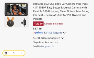 Baby Car Camera Amazon receipt