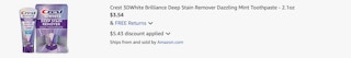Amazon Crest 3DWhite Brilliance Toothpaste 2025