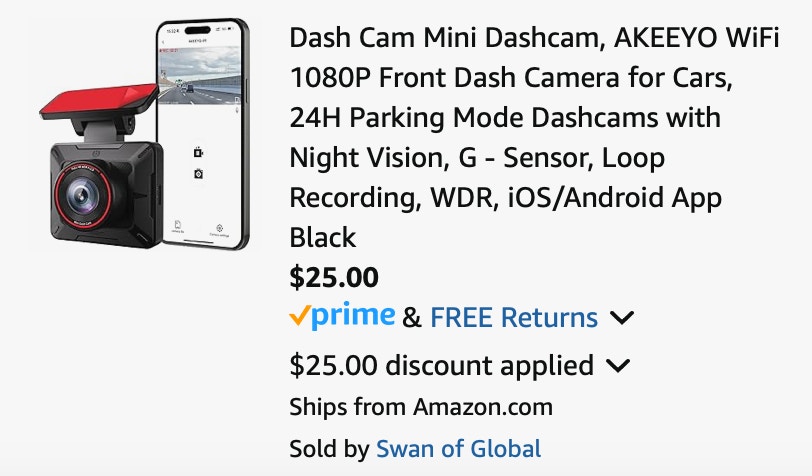 Amazon mini dash cam 2025