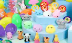 plastic colorful Easter eggs with toys