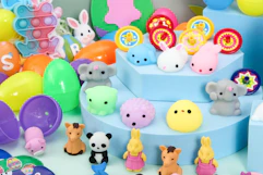 plastic colorful Easter eggs with toys 