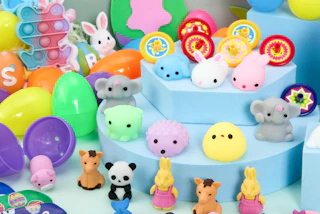 plastic colorful Easter eggs with toys