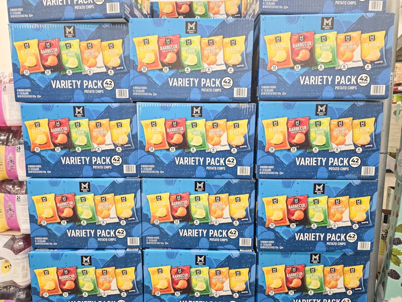 boxes of variety packs of chips