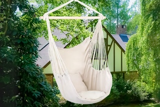 Hammock Swing Chair, lifestyle image from homedepot.com of product hanging from tree
