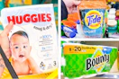 dollar general tide, bounty, huggies 3-photo collage