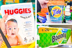 dollar general tide, bounty, huggies 3-photo collage