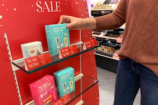 Shelf of on sale products in Sephora