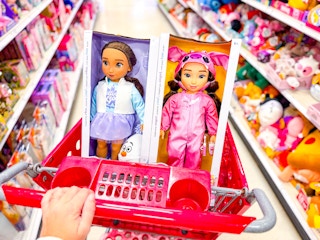 2 disney ily 4ever dolls sitting in a target cart