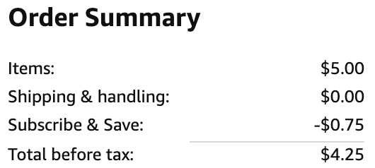 an amazon order summary ending in $4.25