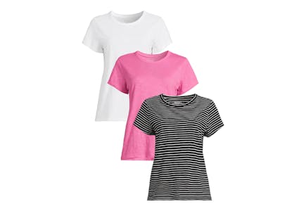 Time and Tru Women's Slub Crewneck Tees 3-Pack