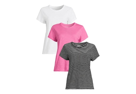 Time and Tru Women's Slub Crewneck Tees 3-Pack