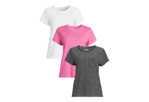 Time and Tru Women's Slub Crewneck Tees 3-Pack