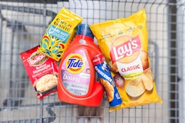 groceries in a walmart shopping cart
