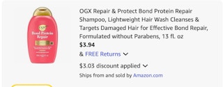 OGX shampoo Amazon receipt