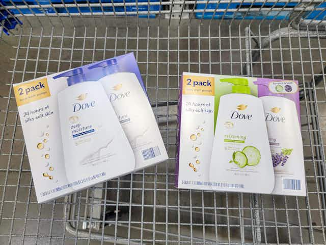 dove body wash in a cart
