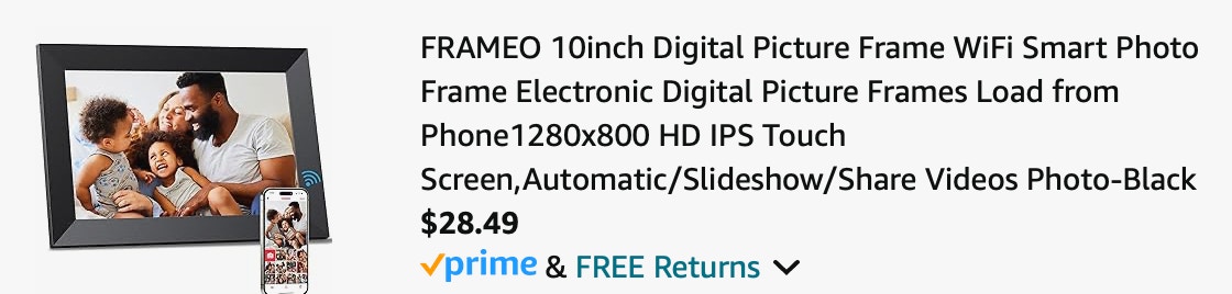 digital picture frame Amazon receipt