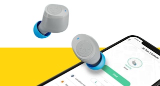 Skullcandy earbuds connecting to a smartphone