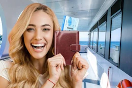 woman holding passport holder
