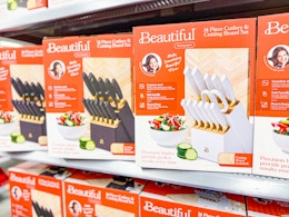 New Drew Barrymore Knife and Cutting Board Set at Walmart for $39 card image