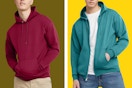 Hanes Men's EcoSmart Fleece Cardinal pullover and Spanish Moss full zip