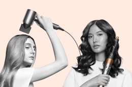 two woman using Dyson hair appliances