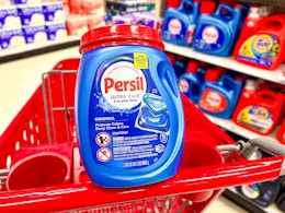 persil laundry detergent pacs sitting on a target cart