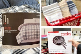 comforters, towels and fry pan set at JCP