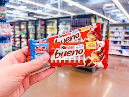 hand holding kinder bueno candy