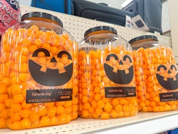 halloween cheeseball jugs on the shelf at target