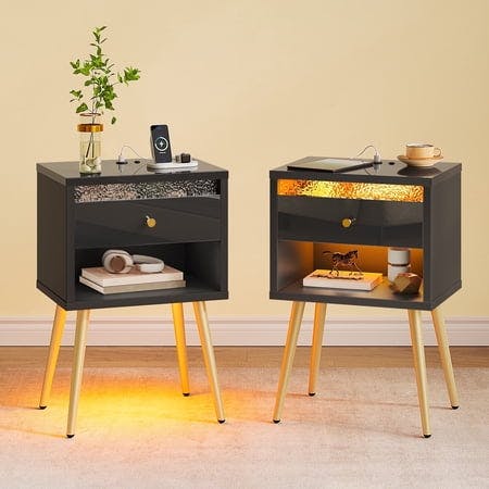 LED Nightstand with Charging Station