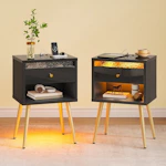 LED Nightstand with Charging Station