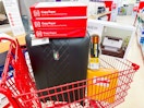 a staples cart filled with easy deals items