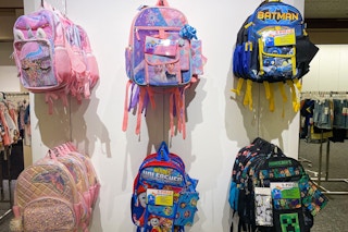 five piece backpack sets on wall