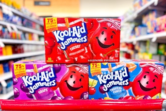 koolaid jammers pouches sitting on top of a target cart