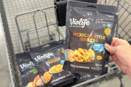 packs of violife cheese in shopping cart