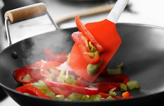 red spatula in a pan