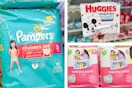 pampers, huggies, gentle steps 3-photo collage hero image