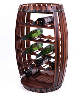 Barrel Shaped Wooden Wine Rack