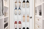 a shoe organizer on the back of the door