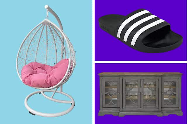 New Sam's Club Clearance Finds: Adidas Slides, Hanging Pod Chair, and More card image