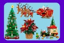 a collage of Lego Christmas sets