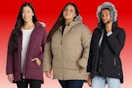 3 models wearing the Big Chill Puffer Coats: Fig, Timberwolf & Black