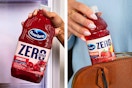 2 lifestyle images of Ocean Spray Zero Juice Beverages: 64 oz + 10 oz from a 6-pack