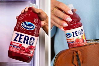 2 lifestyle images of Ocean Spray Zero Juice Beverages: 64 oz + 10 oz from a 6-pack