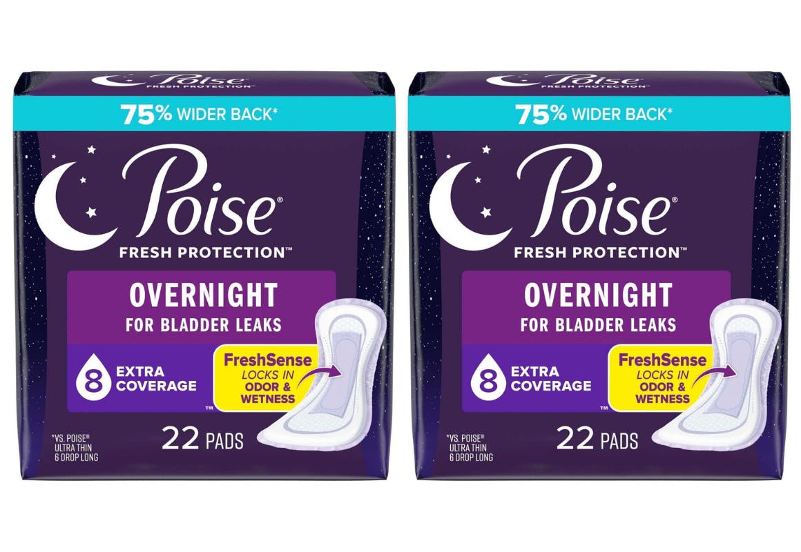 2 Poise Overnight Pads