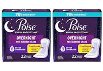 2 Poise Overnight Pads