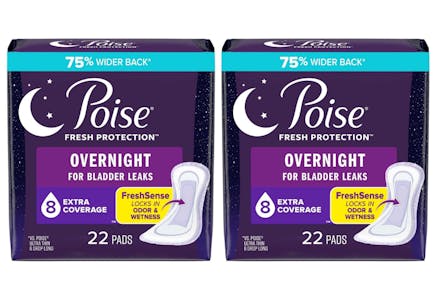 2 Poise Overnight Pads