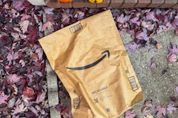 an amazon package on the ground