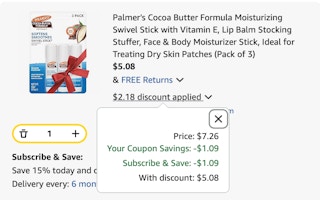 Palmer's Amazon receipt