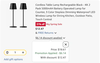 lamps Amazon receipt